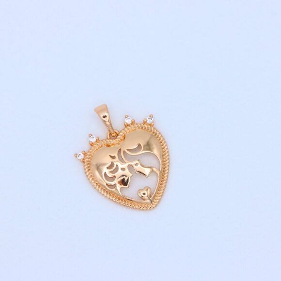 "Crowned Heart Pendant in Rose Gold with Intricate Silhouette Design, XPPT1839 - Picture 9 of 13